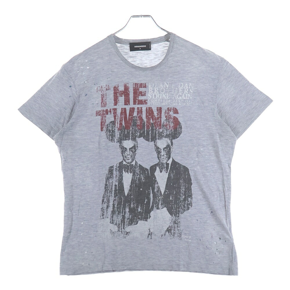 DSQUARED2(ディースクエアード) 大いさ:M プリントロゴクルーネックティーシャツ カットソー 薄墨色 S72GD0026【中古】【座標軸A】【色合い薄墨色】【取りまわしバス発着場BRING横浜ビブレ店】