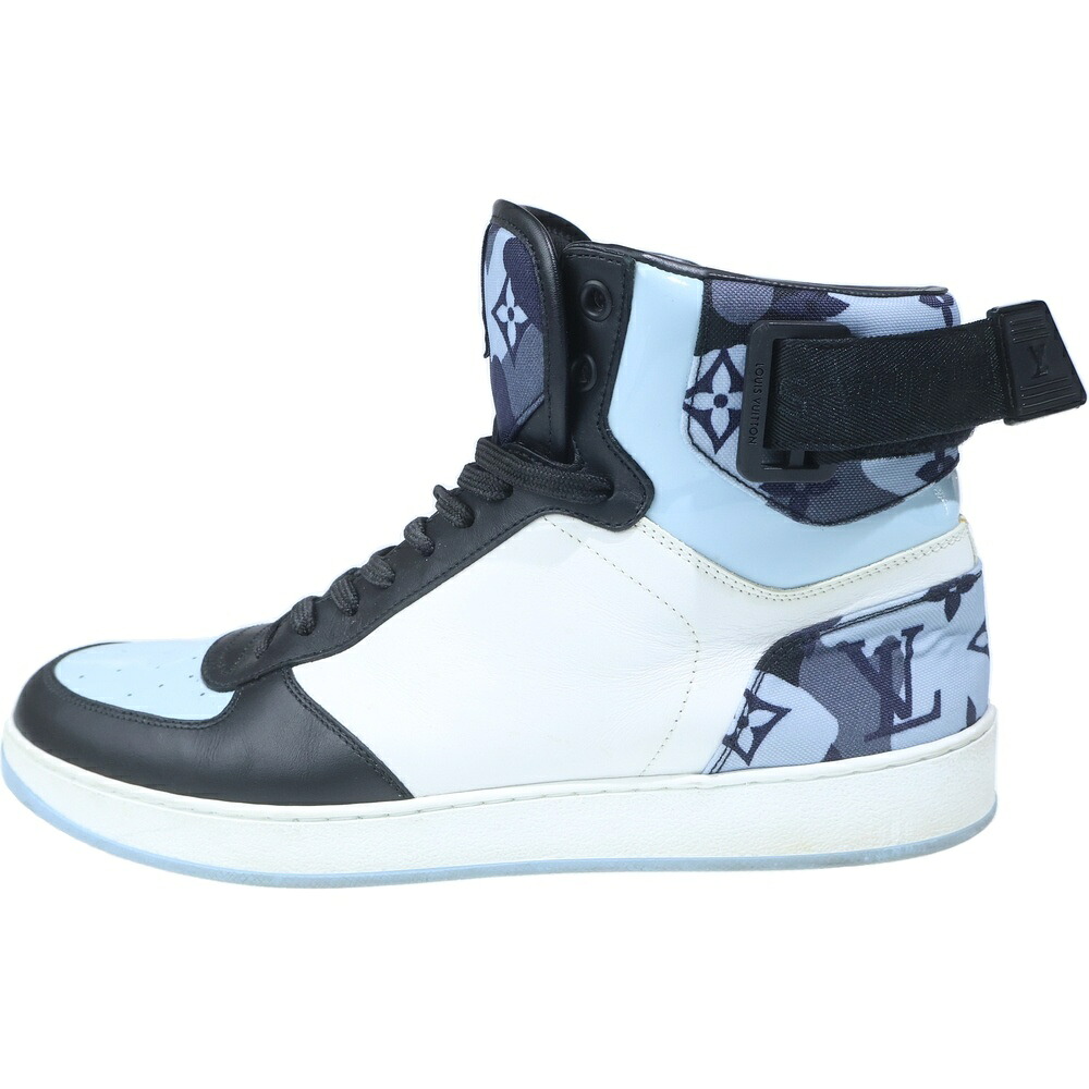 LOUIS VUITTON(ルイヴィトン) 大きさ:7.5 リヴォリ 伝達ルート ハイカットスニーカー シューズ 青碧/白いこと 7 1/2 MS0250【中古】【度合いA】【色つや青碧】【オンライン押さえる商いもの】