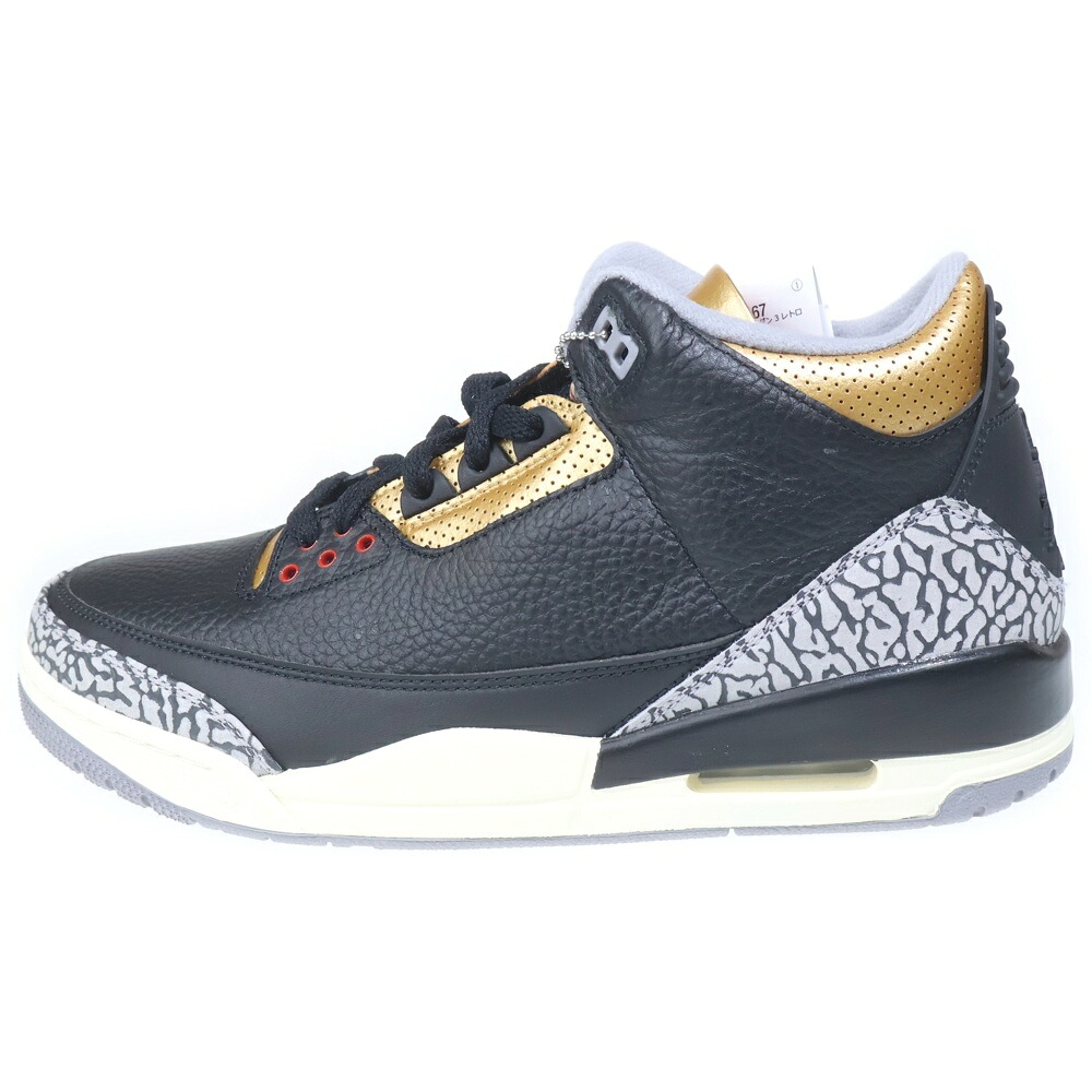 NIKE(ナイキ) 大きさ:29.0珊 WMNS AIR JORDAN 3 RETRO ウィメンズ エアジョーダン3 レトロ ハイカットスニーカー 黒いこと/ゴールド US12/29珊 CK9246-067【新古品/中古】【度合いS】【色つや黒いこと】【オンライン押さえる商いもの】