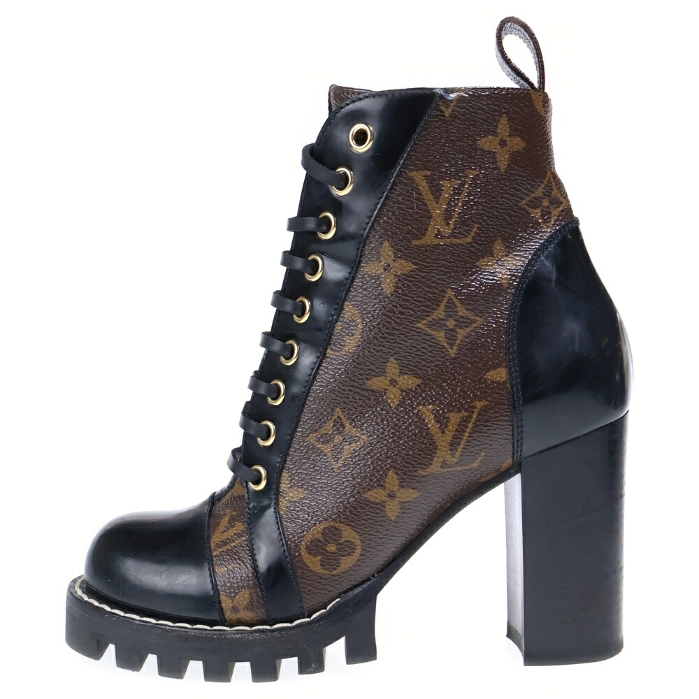 LOUIS VUITTON(ルイヴィトン) サイズ:35 スタートレイルライン モノグラム PVC レザー サイドジップ ヒール アンクル ショートブーツ ブラウン レディース MA0260【中古】【程度B】【カラーブラウン】【取扱店舗BRING京都河原町店】|ブランド買取・販売 BRING
