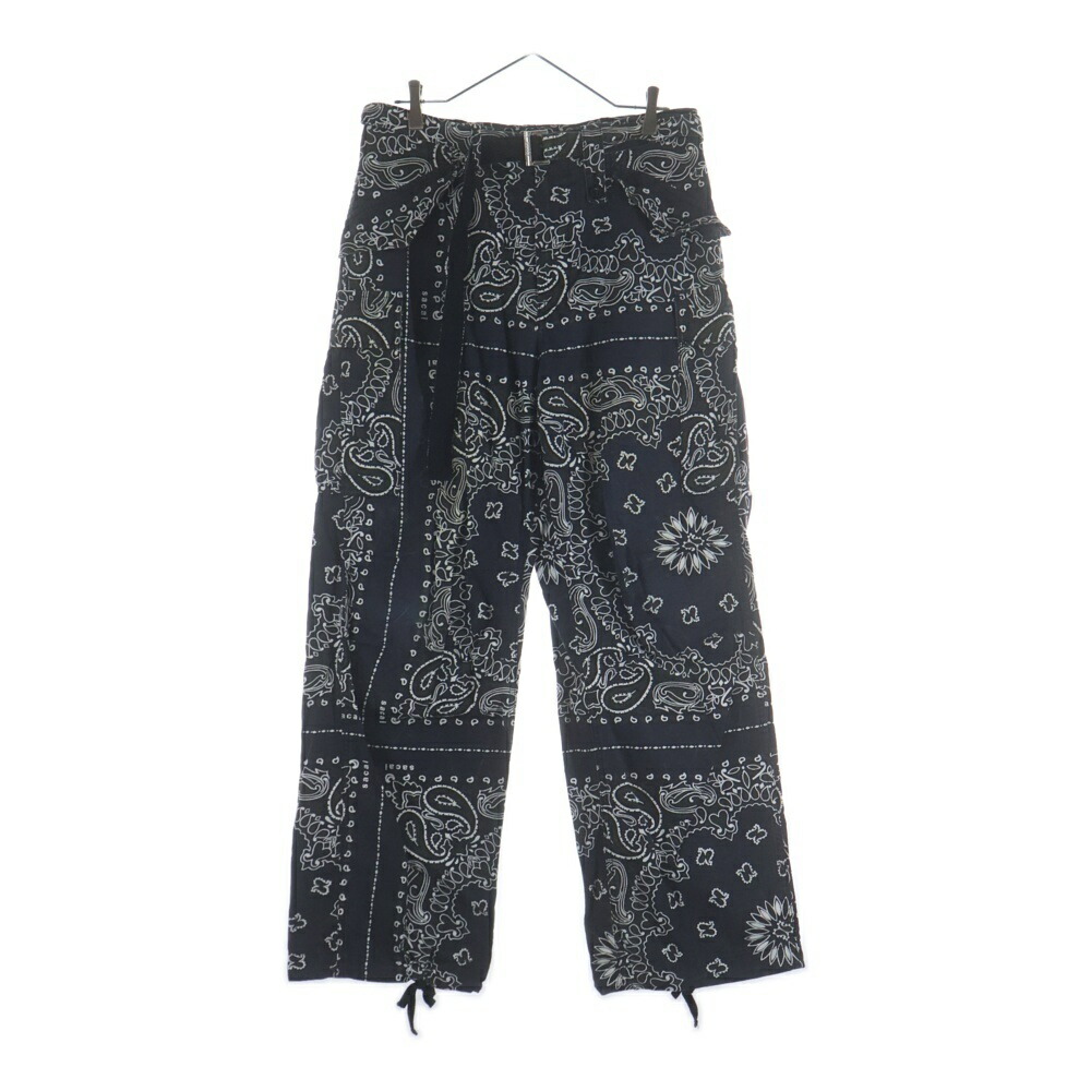 Sacai(サカイ) 大きさ:1 23SS Bandana Print Pants バンダナ 刷り上げる ズボン下 黒いこと 23-03155M【中古】【度合いA】【色つや黒いこと】【取りまわしバス発着場BRING福岡天神店】