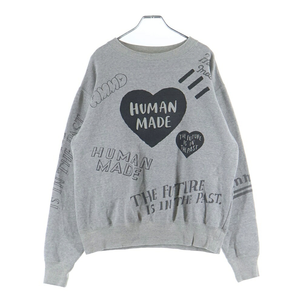 HUMAN MADE(ヒューマンメイド) サイズ:S GRAFFITI SWEATSHIRT 総柄 クルーネック長袖スウェットトレーナー HM28CS022 グレー【中古】【程度B】【カラーグレー】【オンライン限定商品】｜ブランド買取・販売　BRING