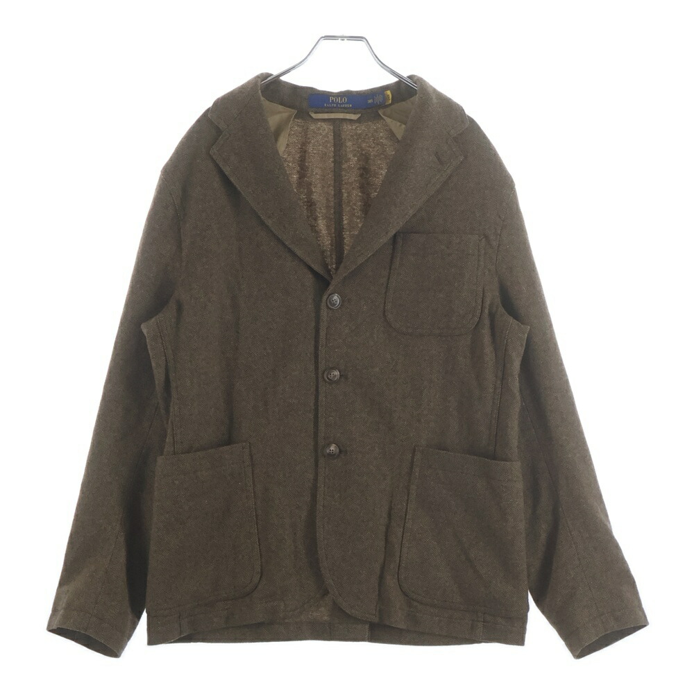 POLO RALPH LAUREN(ポロラルフローレン) 大きさ:38 杉綾模様 羊毛 3B テーラードジャケット 赤銅色【中古】【座標軸B】【色合い赤銅色】【オンライン制限事項商いもの】