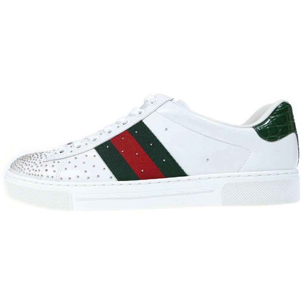 GUCCI(グッチ) 大きさ:8 ACE はやりっ児 スタッズ引き伸ばし ローカットスニーカー 白いこと 853252【新古品/中古】【度合いS】【色つや白いこと】【取りまわしバス発着場BRING心斎橋店】