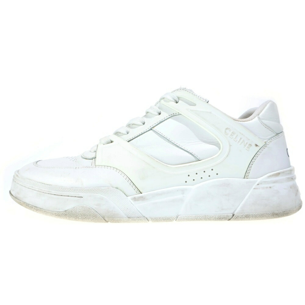 CELINE(セリーヌ) 大きさ:42 CT-07 LOW TOP SNEAKER なめし革 ローカットスニーカー 白いこと【中古】【座標軸B】【色合い白いこと】【取りまわしバス発着場渋谷】