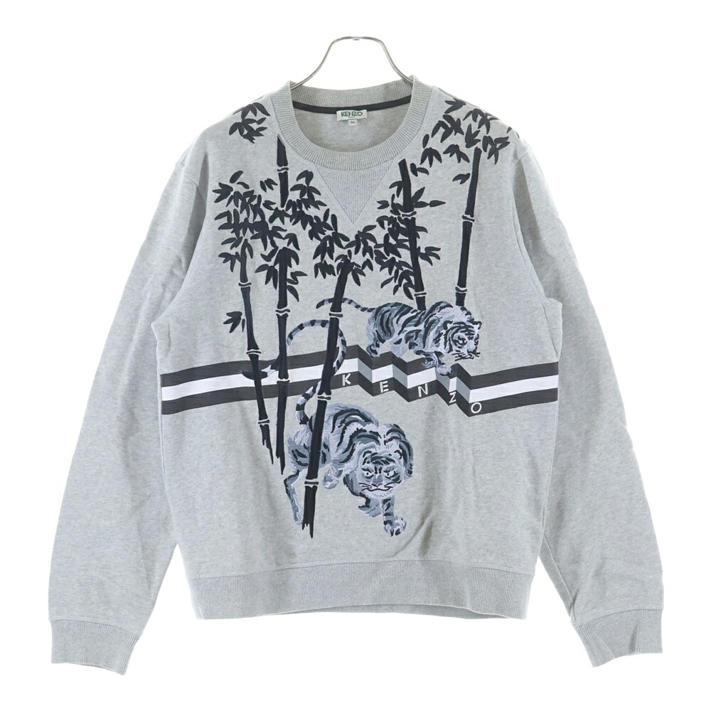KENZO(ケンゾー) 大きさ:M Tiger Embroidered Sweatshirt 虎刺しゅう スウェットセーター 薄墨色 F565SW1024ME【中古】【座標軸A】【色つや薄墨色】【取りまわしバス発着場BRING聖堂店】