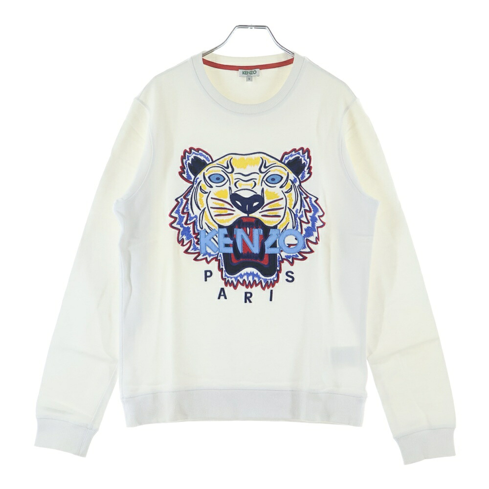 KENZO(ケンゾー) 大きさ:S Tiger Embroidered Sweatshirt 虎刺しゅう スウェットセーター 白いこと F655SW0014XH【中古】【座標軸A】【色つや白いこと】【取りまわしバス発着場BRING聖堂店】