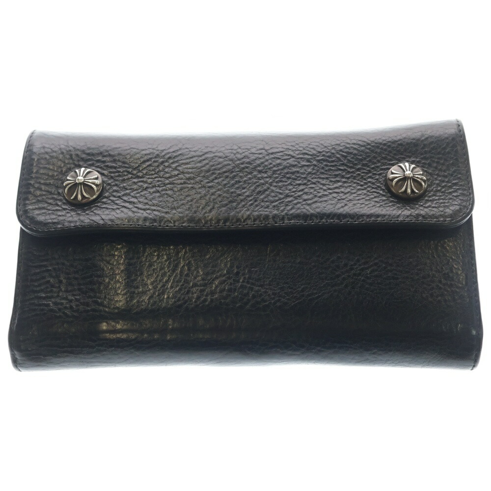 CHROME HEARTS(クロムハーツ) WAVE 縮くれる レザーウォレット 金入れ 黒いこと【中古】【度合いB】【色つや黒いこと】【取りまわしバス発着場BRING心斎橋店】