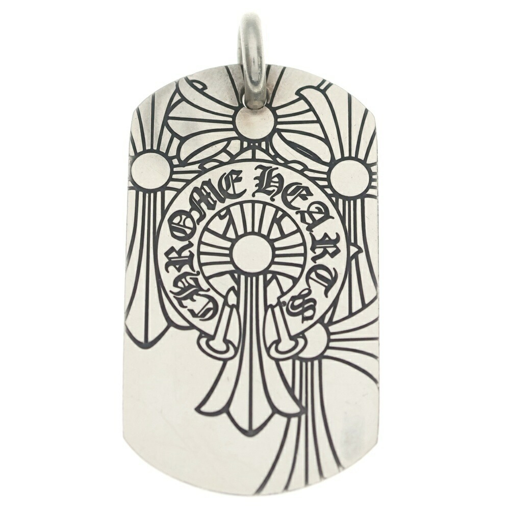 CHROME HEARTS(クロムハーツ) D TAG LRG GOD BLESS ラージ ゴッドブレス ドッグタグ シャンデリヤとっ始め しろがね色【中古】【度合いB】【色つやしろがね色】【取りまわしバス発着場OneStyle原宿店】