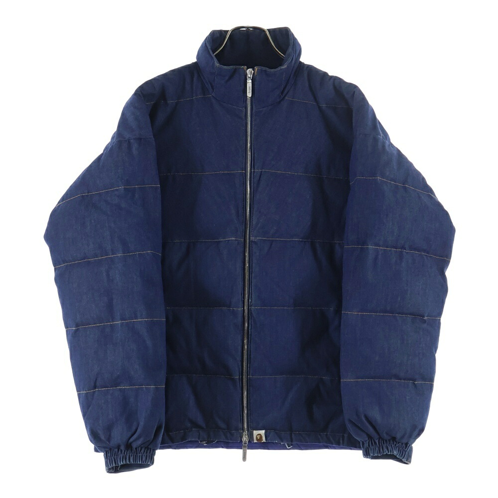 BAPE BY A BATHING APE(ベイプ ア ベイシング エイプ) 大きさ:S 00S GORE DRYLOFT ダブルジップ デニムダウンジャケット 青色【中古】【座標軸B】【色合い青色】【取りまわしバス発着場BRING横浜ビブレ店】