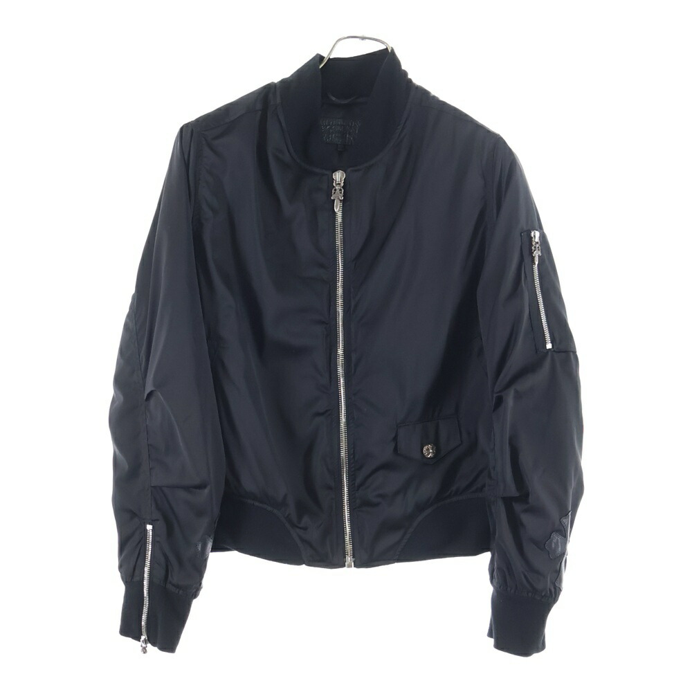 CHROME HEARTS(クロムハーツ) 大きさ:M はりつけ台継ぎ切れ クロスボールボタン ナイロンボンバージャケット MA-1【中古】【度合いB】【色つや黒いこと】【取りまわしバス発着場渋谷】
