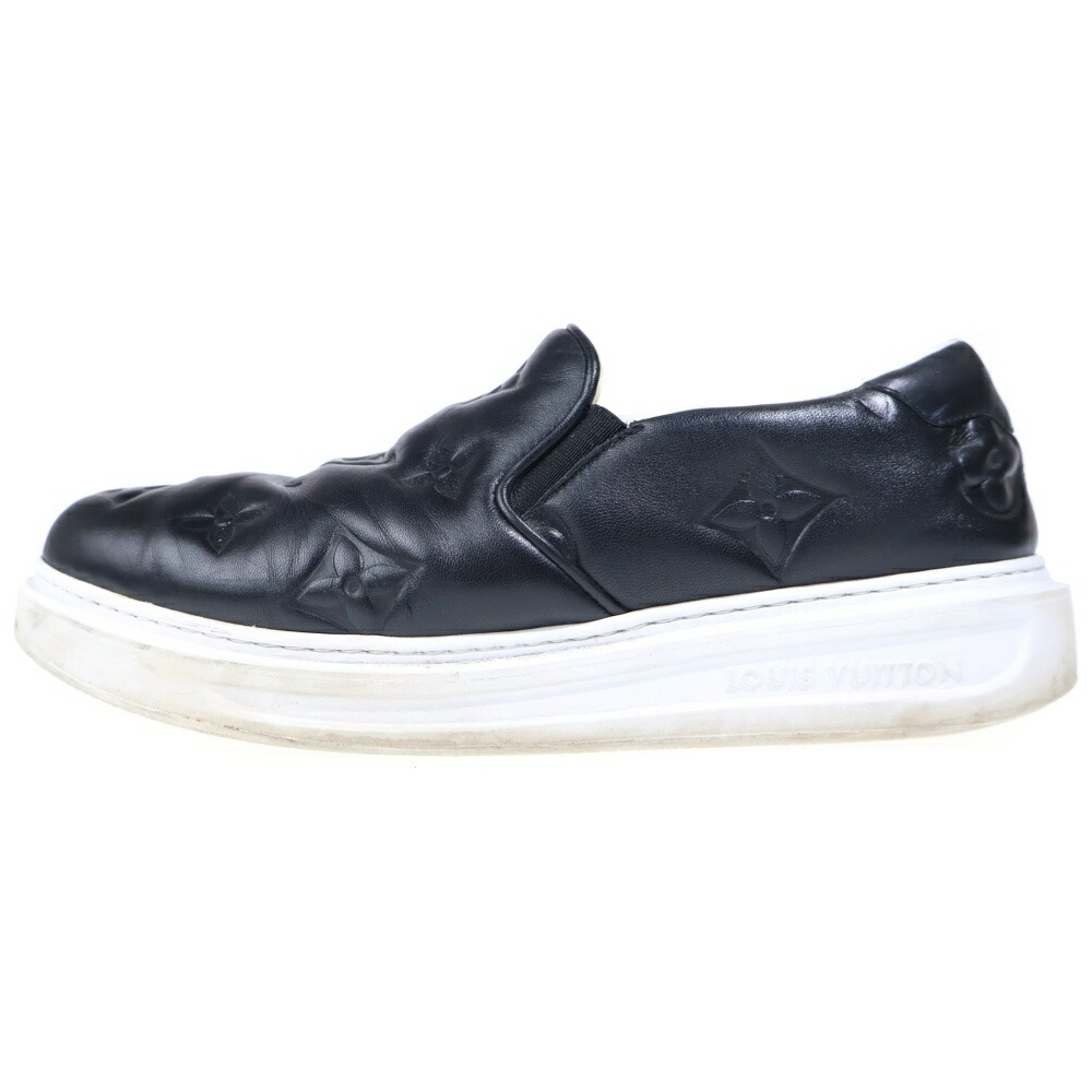 LOUIS VUITTON(ルイヴィトン) 大きさ:8 Beverly Hills Line ビバリーヒルズ モノグラム スリッポン ローカットスニーカー 黒いこと【中古】【座標軸B】【色合い黒いこと】【取りまわしバス発着場新宿】