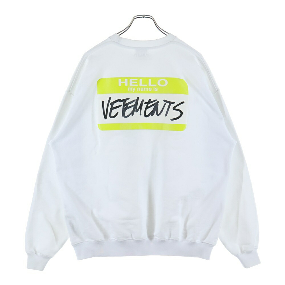 VETEMENTS(ヴェトモン) 大きさ:S MY NAME IS VETEMENTS マイネームイズヴェトモン スウェットトレーナー UA53CN100W【中古】【座標軸B】【色合い白いこと】【取りまわしバス発着場BRING渋谷ANNEX店】