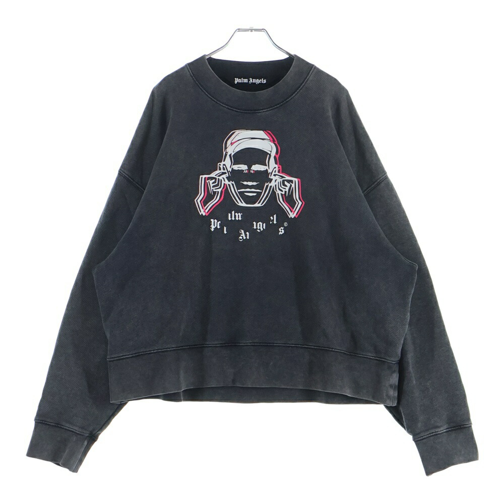 Palm Angels(パームエンジェルス) 大きさ:M x Factory Records Faded Music Graphic Sweatshirt ファクトリーレコード 刷り上げるひな型 流汗 薄墨色 PMBA026G21FLE002【中古】【座標軸A】【色つや薄墨色】【取りまわしバス発着場BRING横浜ビブレ店】