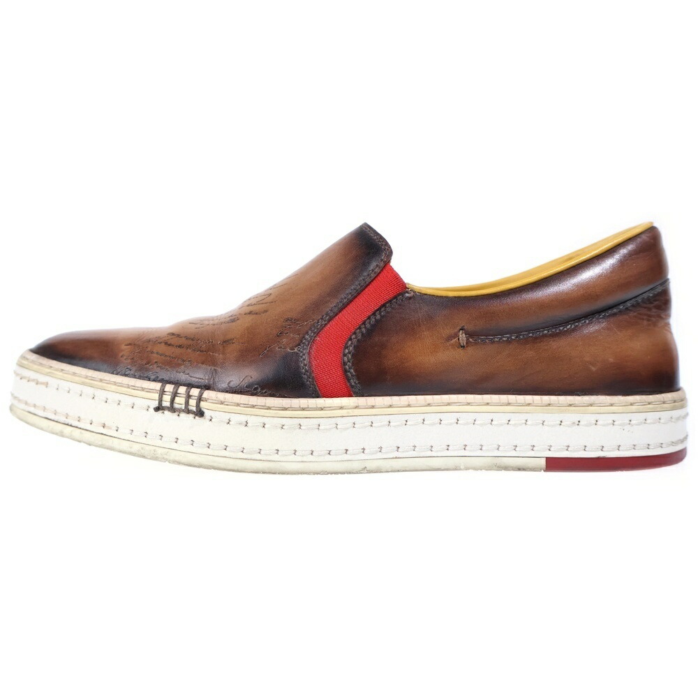 Berluti(ベルルッティ) 大きさ:6 PLAYTIME プレイタイム カリグラフィ スクリットレザー スリッポン ローカットシューズ 赤銅色【中古】【座標軸B】【色つや赤銅色】【取りまわしバス発着場BRING有楽町マルイ店】
