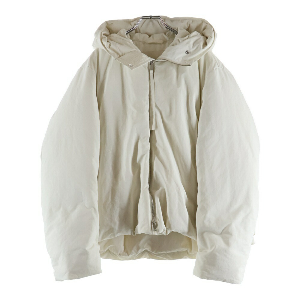 JIL SANDER +(ジルサンダープラス) サイズ:S 22AW ジップアップ フーデット ダウンジャケット ホワイト J40AF0009【中古】【程度A】【カラーホワイト】【オンライン限定商品】