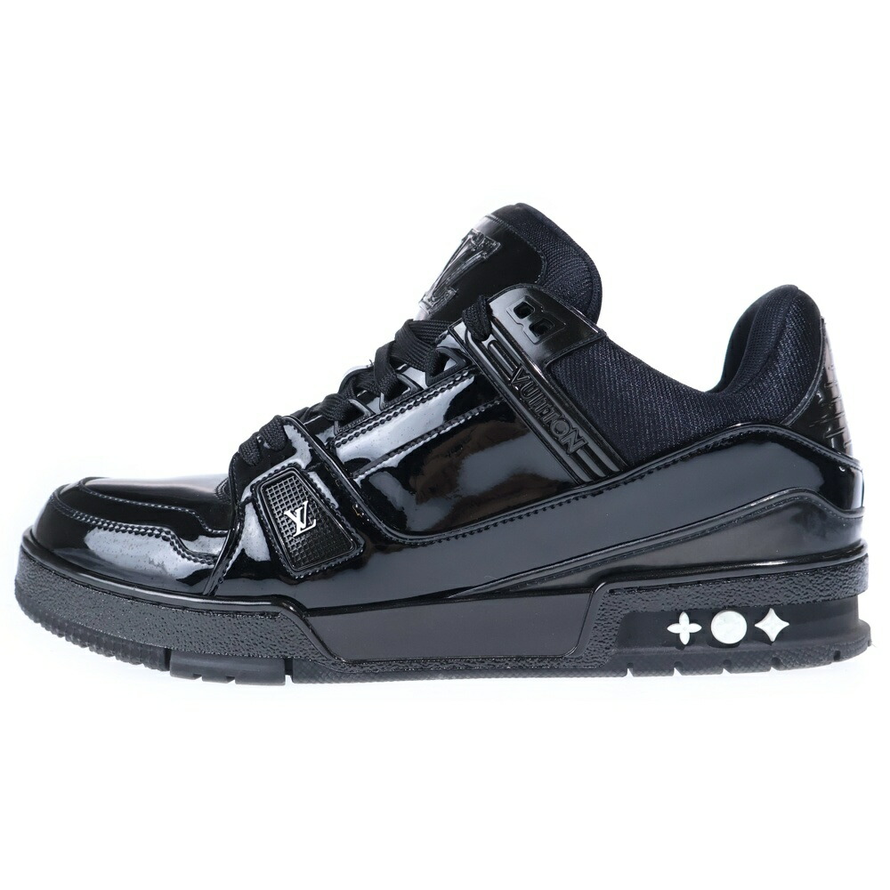 LOUIS VUITTON(ルイヴィトン) 大きさ:8 20年製 LV Trainer Patent BM0242 トレイナーライン 専売特許なめし革 ローカットスニーカー 黒いこと【中古】【度合いA】【色つや黒いこと】【取りまわしバス発着場BRING札幌店】