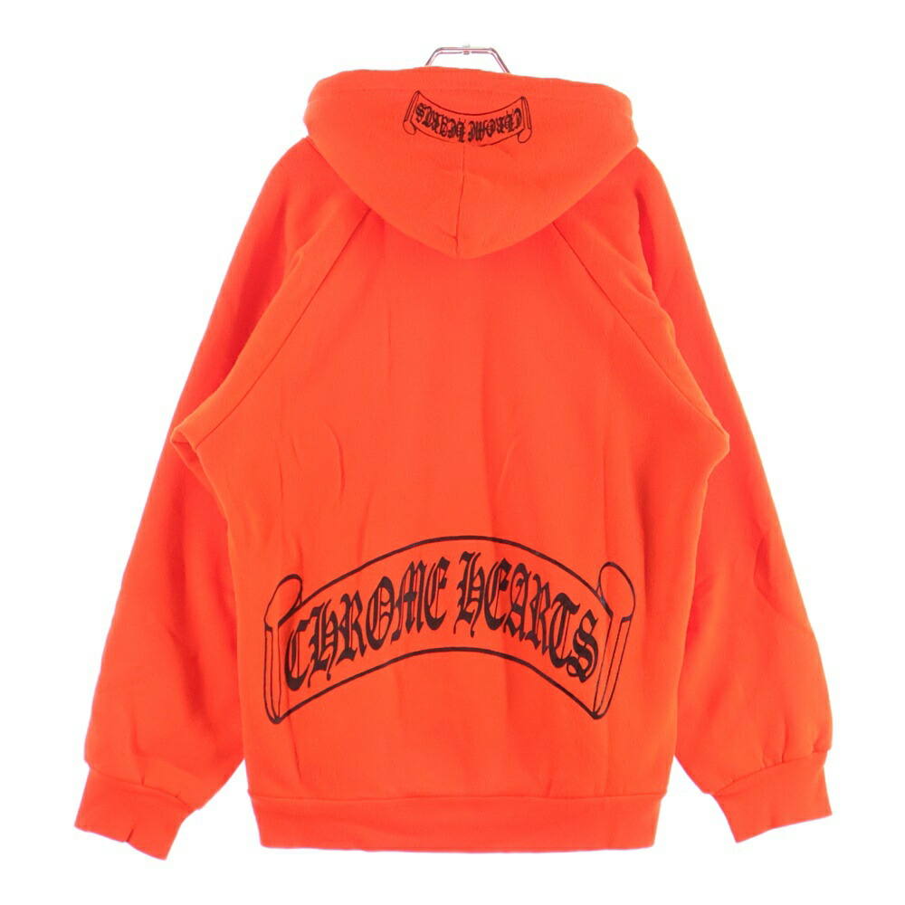 CHROME HEARTS(クロムハーツ) 大いさ:M OLD SCROLL LABEL Hoodie 年寄りの バックスクロールラベルプリント ティーシャツパーカー【中古】【座標軸B】【色合いオレンジ色】【取りまわしバス発着場OneStyle原宿店】
