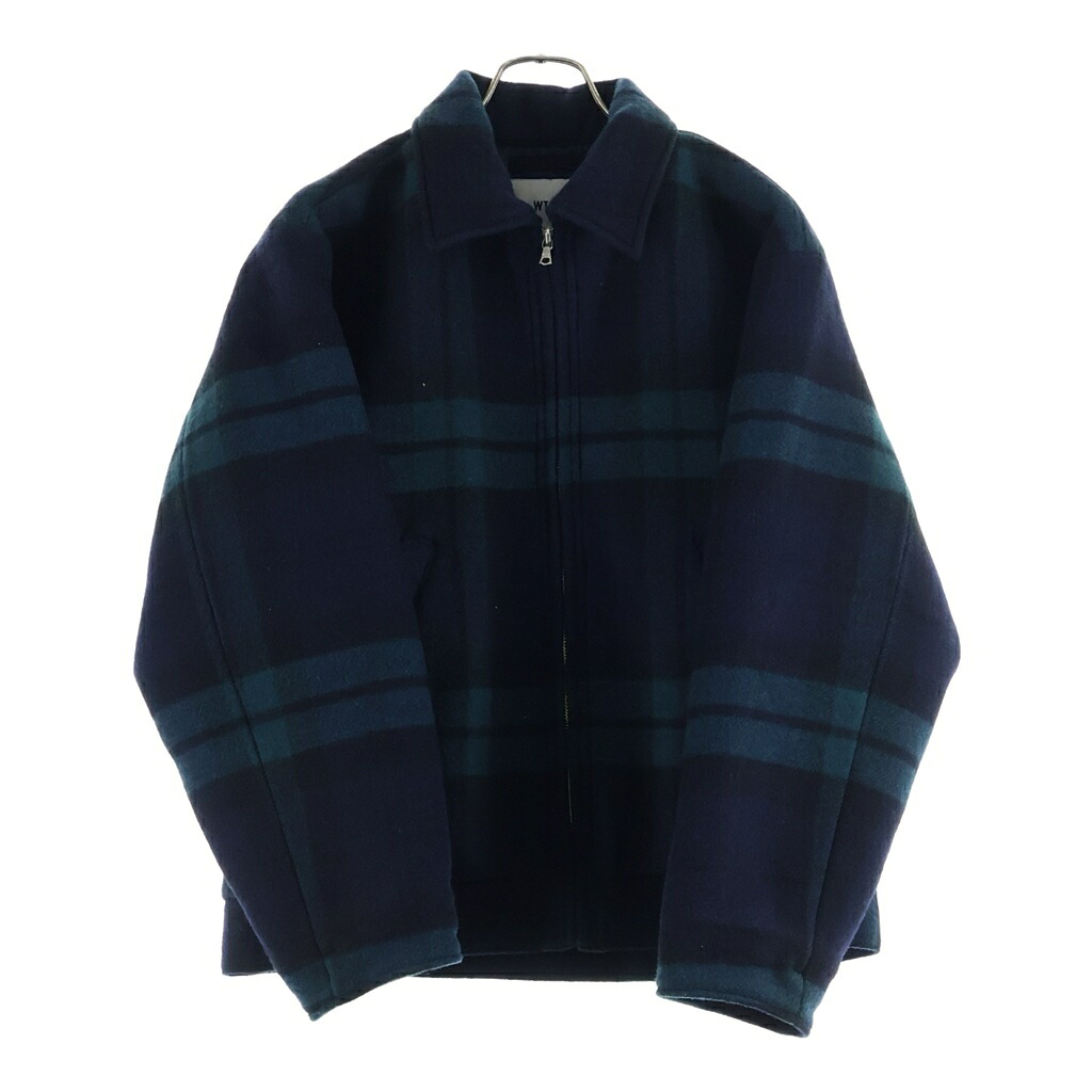 WTAPS(ダブルタップス) サイズ:X01 25AW WRECKER JACKET WOPL MELTON TEXTILE 252TQDT-JKM03 チェック柄 ウール ジップアップジャケット ブルゾン ネイビー【中古】【程度A】【カラーブラック】【オンライン限定商品】｜ブランド買取・販売　BRING