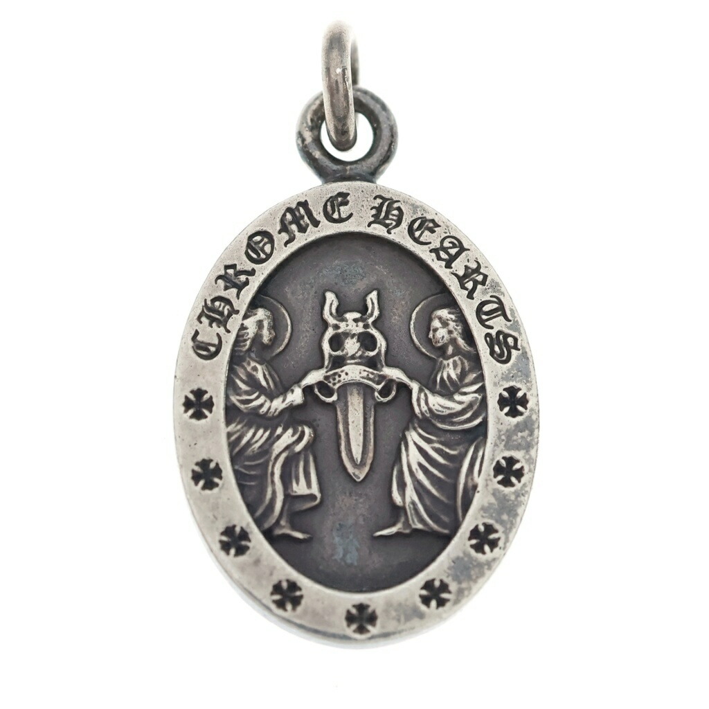 CHROME HEARTS(クロムハーツ) ANGEL MEDAL OVAL オーバルエンジェルメダル シャンデリヤとっ始め しろがね色 BCA207【中古】【度合いB】【色つやしろがね色】【取りまわしバス発着場BRING WASTE_NOT】