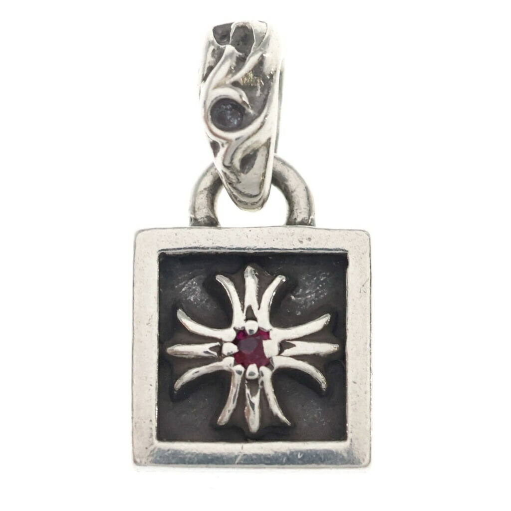 CHROME HEARTS(クロムハーツ) FRAMED CH PLUS 1RBY フレームドCHつけ加える 1ルビー 首飾りとっ始め しろがね色【中古】【度合いB】【色つやしろがね色】【取りまわしバス発着場原宿】
