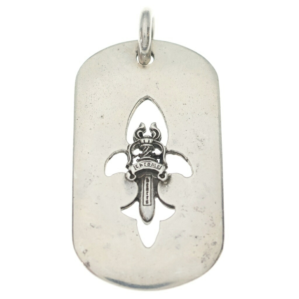 CHROME HEARTS(クロムハーツ) D TAG LRG ラージドッグタグ フレアダガー 首飾りとっ始め しろがね色【中古】【度合いB】【色つやしろがね色】【取りまわしバス発着場渋谷】