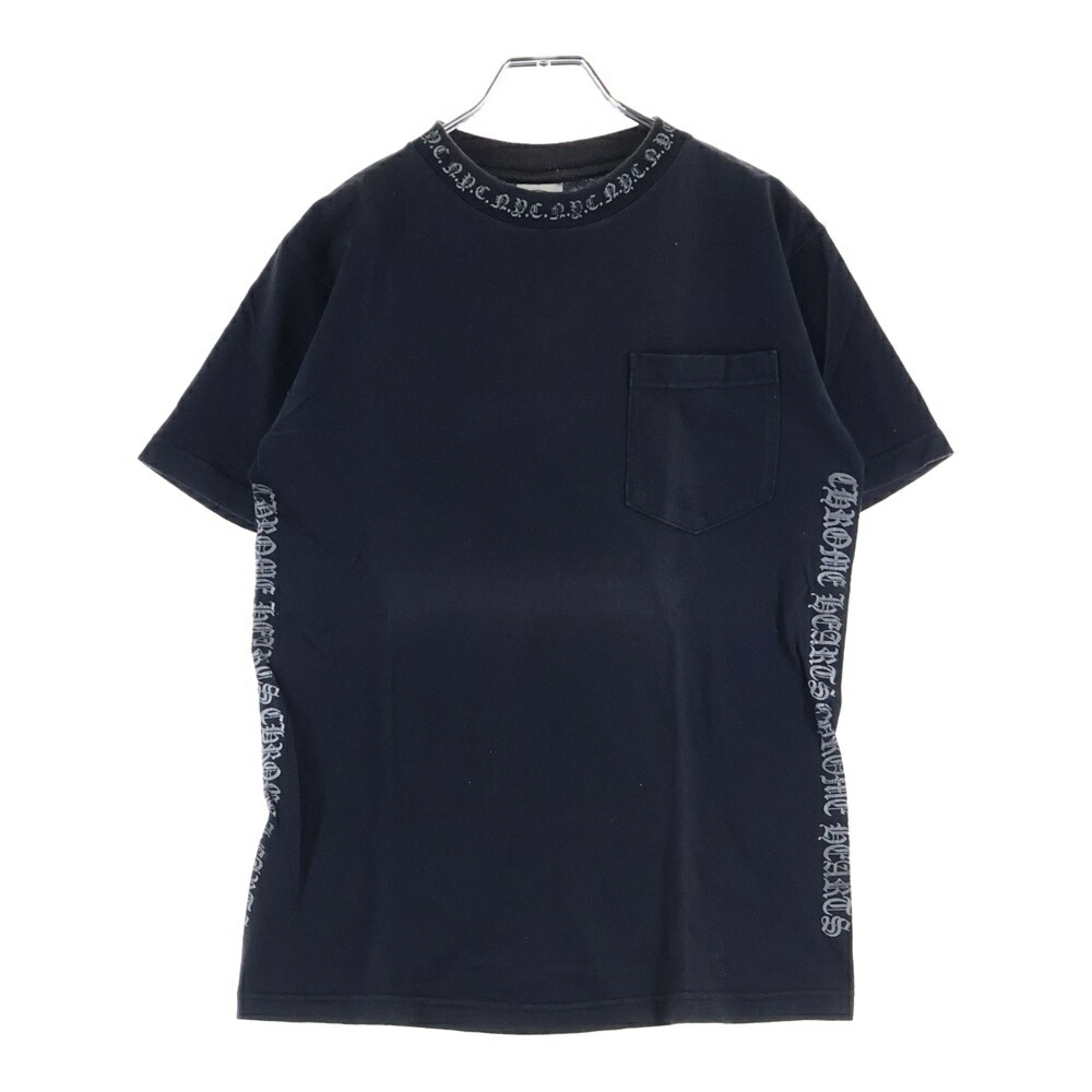 CHROME HEARTS(クロムハーツ) 大きさ:S OLD NYC NECK LOGO S/S TEE 年寄りの NYC素っ首ロゴタイプ 労働者の一団素っ首半袖プルオーバーカットソー 黒いこと【中古】【座標軸B】【色つや黒いこと】【取りまわしバス発着場OneStyle新宿店】