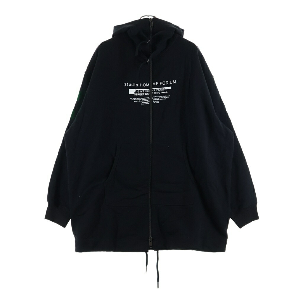GIVENCHY(ジバンシィ) 大きさ:XS フロントロゴプリントジップアップパーカー フーディー 黒いこと BMJ03V30FM【中古】【座標軸A】【色つや黒いこと】【オンライン押さえる商いもの】