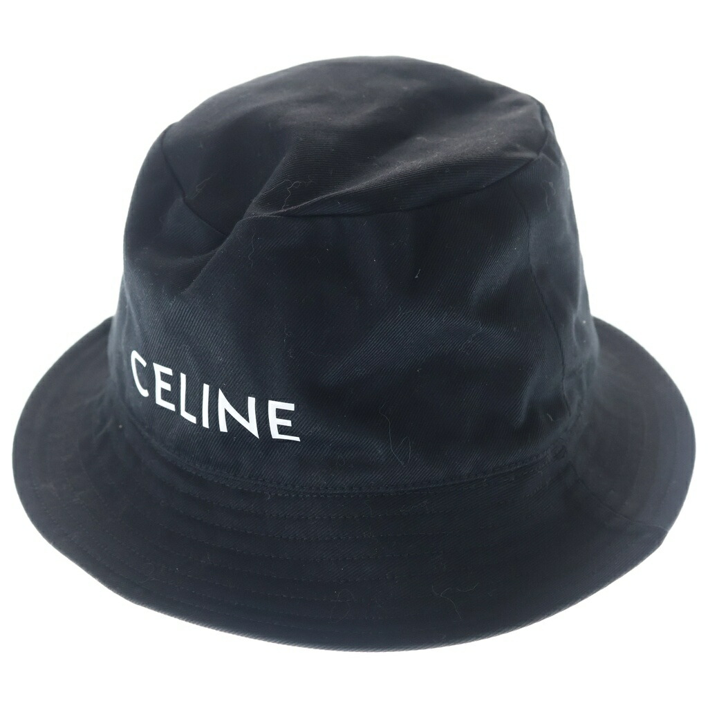 CELINE(セリーヌ) 大きさ:L エンブロイダリープリント 井戸釣瓶かぶり笠 黒いこと【中古】【座標軸B】【色合い黒いこと】【取りまわしバス発着場新宿】