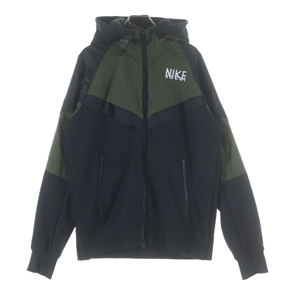 Sacai(サカイ) 大きさ:S ×NIKE LAB AS M NRG Full Zip Parker フルジップパーカー フーディー カーキ/黒いこと DQ9030-325【中古】【座標軸B】【色合い緑であること】【オンライン制限事項商いもの】