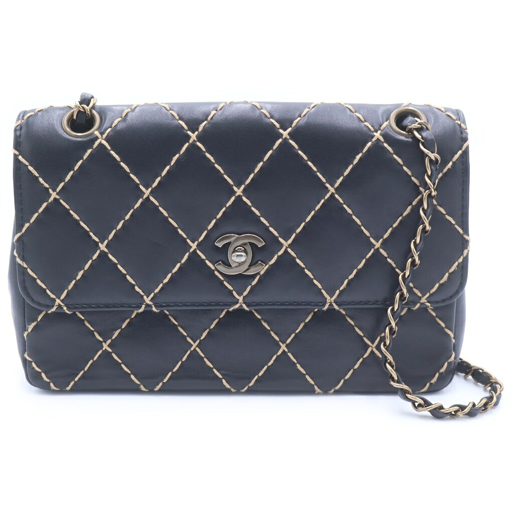 CHANEL(シャネル) サイズ:- マトラッセ25 ワイルドステッチ チェーンショルダーバッグ ブラック レザー ゴールド金具【中古】【程度B】【カラーブラック】【取扱店舗BRING京都河原町店】｜ブランド買取・販売　BRING