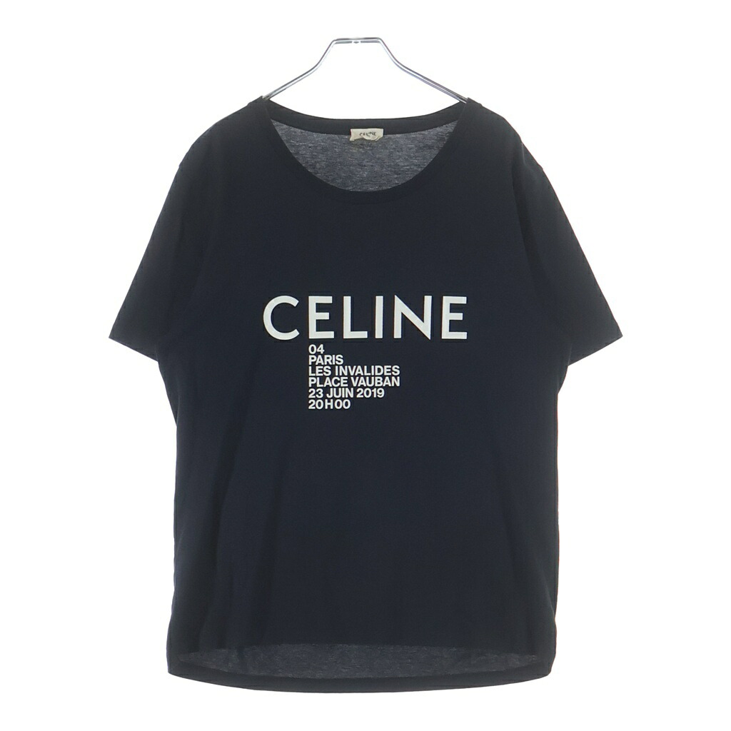 CELINE(セリーヌ) 大きさ:XL 20SS 古典派音楽ロゴタイプ 労働者の一団のど首半袖プルオーバーカットソー 黒いこと 2X308799I【中古】【座標軸B】【色合い黒いこと】【取りまわしバス発着場BRING京都河原町店】