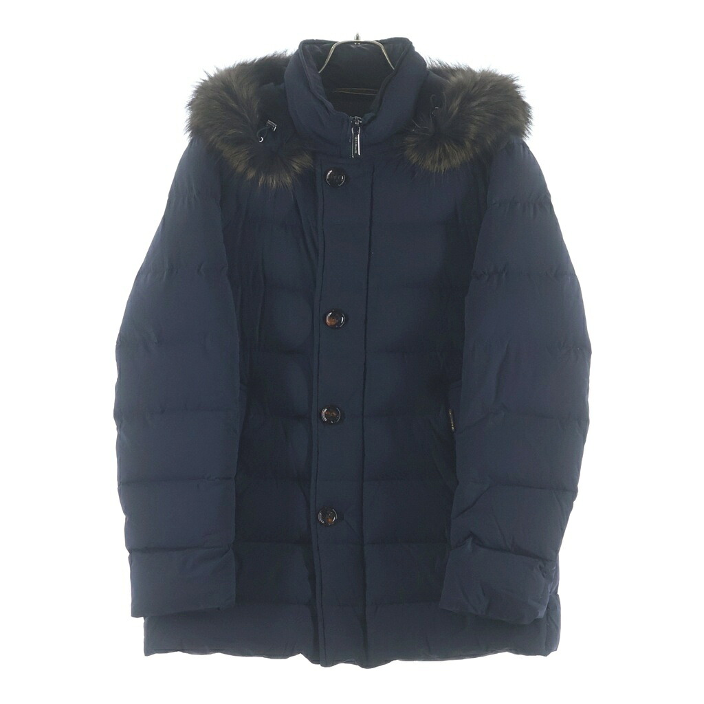 MOORER(ムーレー) サイズ:48 MORESCO-KN モレスコ ファーフーデッド ダウン ロングジャケット コート ネイビー【中古】【程度B】【カラーネイビー】【オンライン限定商品】|ブランド買取・販売 BRING