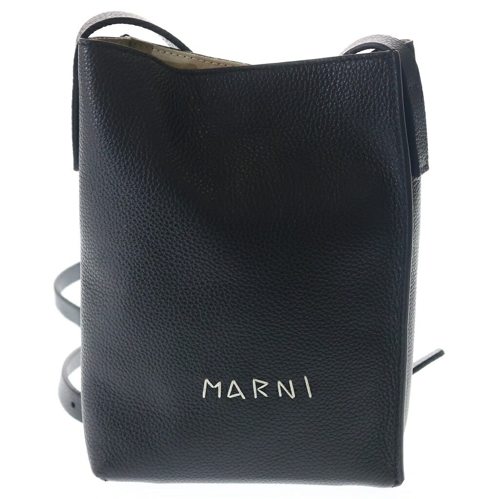 MARNI(マルニ) MUSEO SBMP0084U3 P6533 ロゴ刺繍 レザーショルダーバッグ ブラック【中古】【程度A】【カラーブラック】【取扱店舗BRING大宮店】｜ブランド買取・販売　BRING