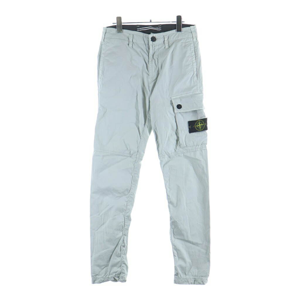 STONE ISLAND(ストーンアイランド) サイズ:W28 Single Pocket Gabardine Cargo Pant シングルポケット ギャバジン カーゴパンツ ライトグレー 771531410【中古】【程度B】【カラーグレー】【取扱店舗BRING THRIFT CLOSET あべの店】｜ブランド買取・販売　BRING