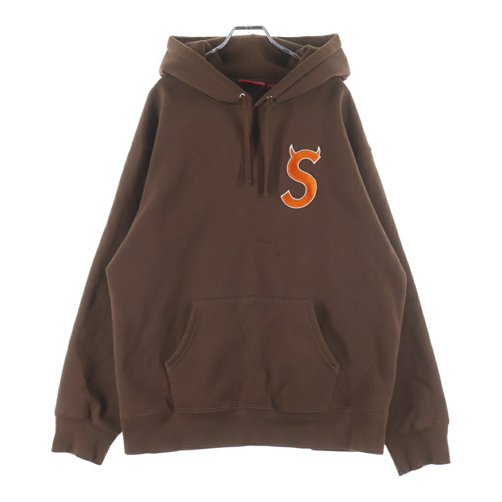 SUPREME(シュプリーム) 大きさ:L 22AW S Logo Hooded Sweatshirt Sツノロゴタイプ プルオーバースウェットパーカー フーディ 赤銅色【中古】【度合いB】【色つや赤銅色】【取りまわしバス発着場BRINGご廟店】