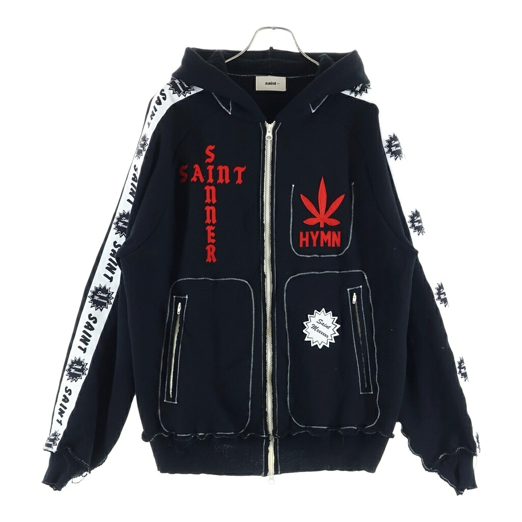 SAINT MICHAEL(セントマイケル) 大きさ:XL 25AW ×A LOVE MOVEMENT ALM_KNIT SM-HR1-0000-C68 ジップアップニット 黒いこと【中古】【度合いA】【色つや黒いこと】【取りまわしバス発着場BRING亜米利加村店】