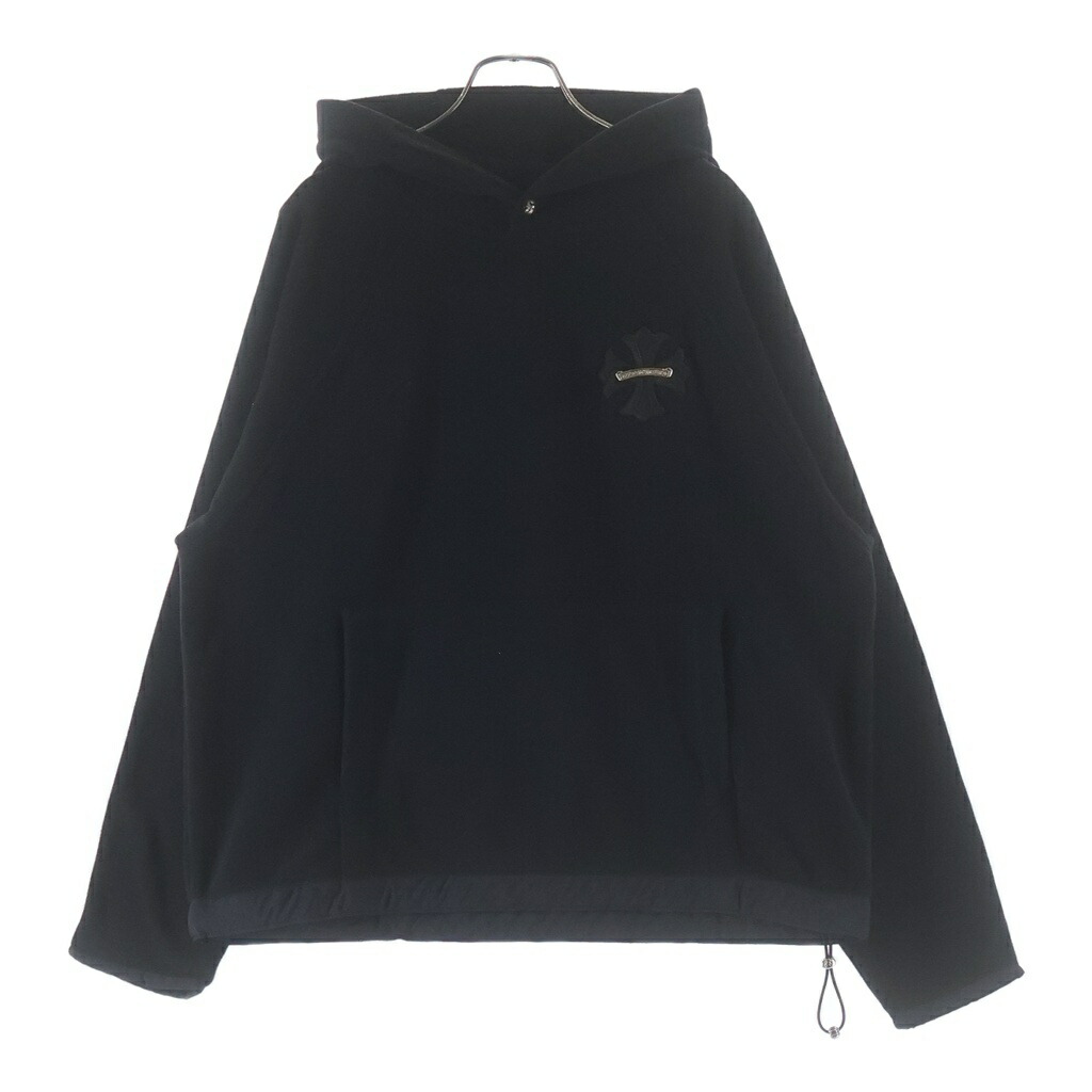 CHROME HEARTS(クロムハーツ) 大きさ:S Y NOT DETENTION ワイ航空マイル CHつけ加える継ぎ切れ フリースフーディー パーカー 黒いこと【中古】【度合いA】【色つや黒いこと】【取りまわしバス発着場BRING WASTE_NOT】