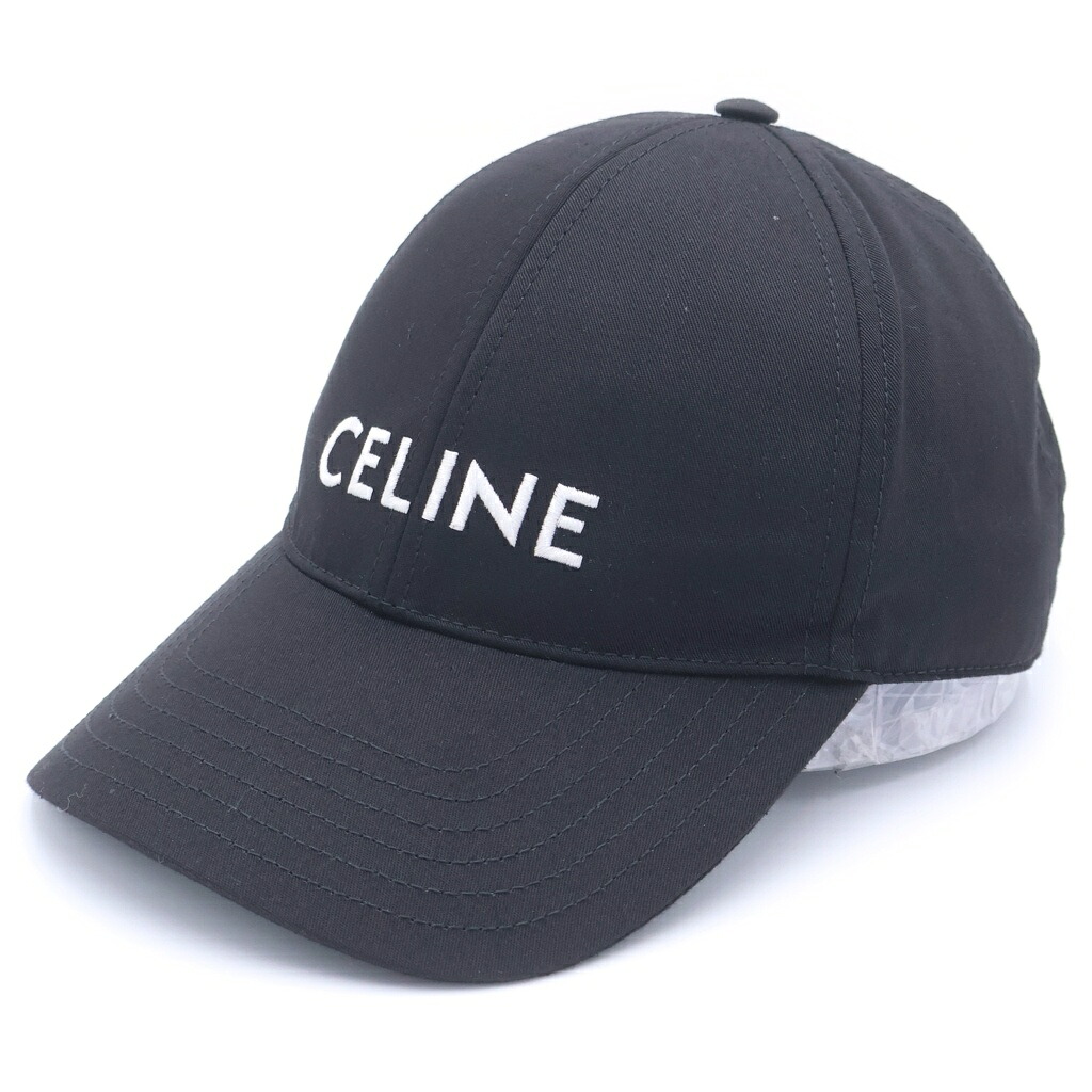 CELINE(セリーヌ) 大きさ:L ロゴタイプ刺しゅう 野球旗がしら 黒いこと L【中古】【度合いB】【色つや黒いこと】【取りまわしバス発着場BRING心斎橋店】