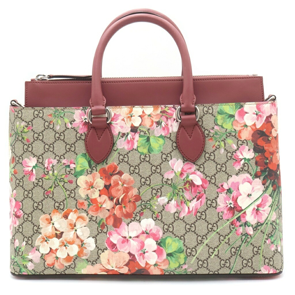 GUCCI(グッチ) 大きさ:- グッチ GGブルームス ハンドバック 2WAY ショルダーバッグ ベージュ×サクラ色 なめし革×PVC 409533 しろがね色金具【中古】【座標軸A】【色合いベージュ】【取りまわしバス発着場BRING心斎橋店】