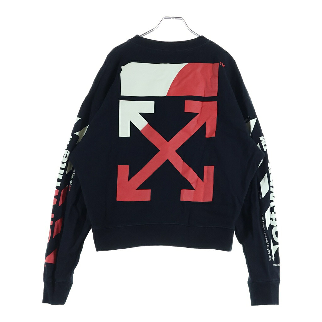 OFF-WHITE(象牙色) 大きさ:S DIAG SPLT LOGO OVER CREWN ダイアグナルロゴ 厚地の外套ジャケット冠 スウェットトレーナー 黒いこと OMBA035S190030006【中古】【座標軸B】【色合い黒いこと】【取りまわしバス発着場BRING横浜ビブレ店】