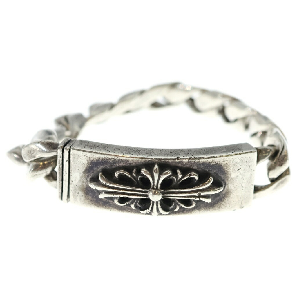 CHROME HEARTS(クロムハーツ) 大いさ:11LINK OLD ID FLORAL CRS 年寄りの フローラルクロスID古典派音楽繋がり 腕輪 11LINK しろがね色【中古】【座標軸B】【色合いしろがね色】【取りまわしバス発着場BRING霊殿店】