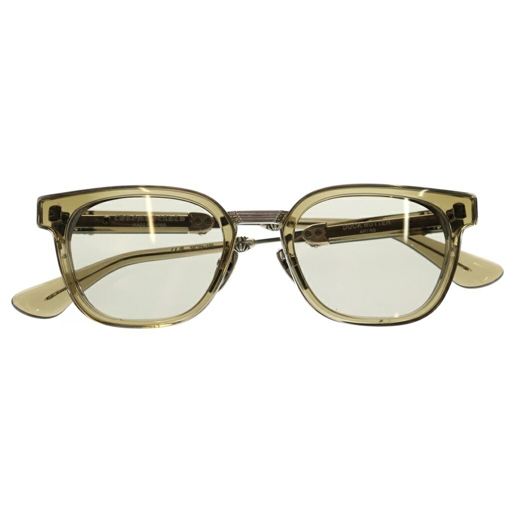 CHROME HEARTS(クロムハーツ) 大いさ:52□21ー152 DUCK BUTTER ダガーウェリントン 黒眼鏡 アイウェア オリーブ/しろがね色【中古】【座標軸A】【色合い緑であること】【取りまわしバス発着場OneStyle名古屋運動場店】
