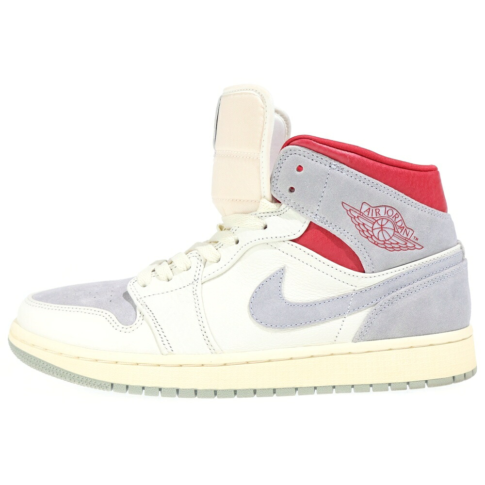 NIKE(ナイキ) 大きさ:27.5糎 AIR JORDAN 1 MID PREMIUM スニーカーズエンスタッフ ミッドカットスニーカー 薄墨色/白いこと/赤いこと US9.5/27.5糎 CT3443-100【中古】【座標軸B】【色合い薄墨色】【オンライン制限事項商いもの】