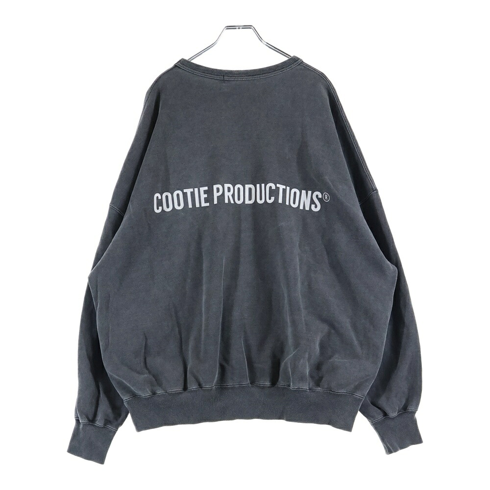 COOTIE PRODUCTIONS(クーティー プロダクションズ) 大きさ:S PIGMENT DYED OPEN END YARN SWEAT CREW ピグメントダイ オープンエンドヤーン 綿織物 ロゴタイプ刷り上げる クルーネックスウェットシャツ 薄墨色【中古】【座標軸B】【色つや薄墨色】【オンライン押さえる商いもの】
