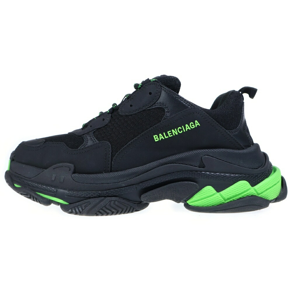 BALENCIAGA(バレンシアガ) 大いさ:43 TRIPLE-S トリプルエス ローカットスニーカー シューズ 黒いこと/緑であること 536737【中古】【座標軸B】【色合い黒いこと】【取りまわしバス発着場BRING札幌店】