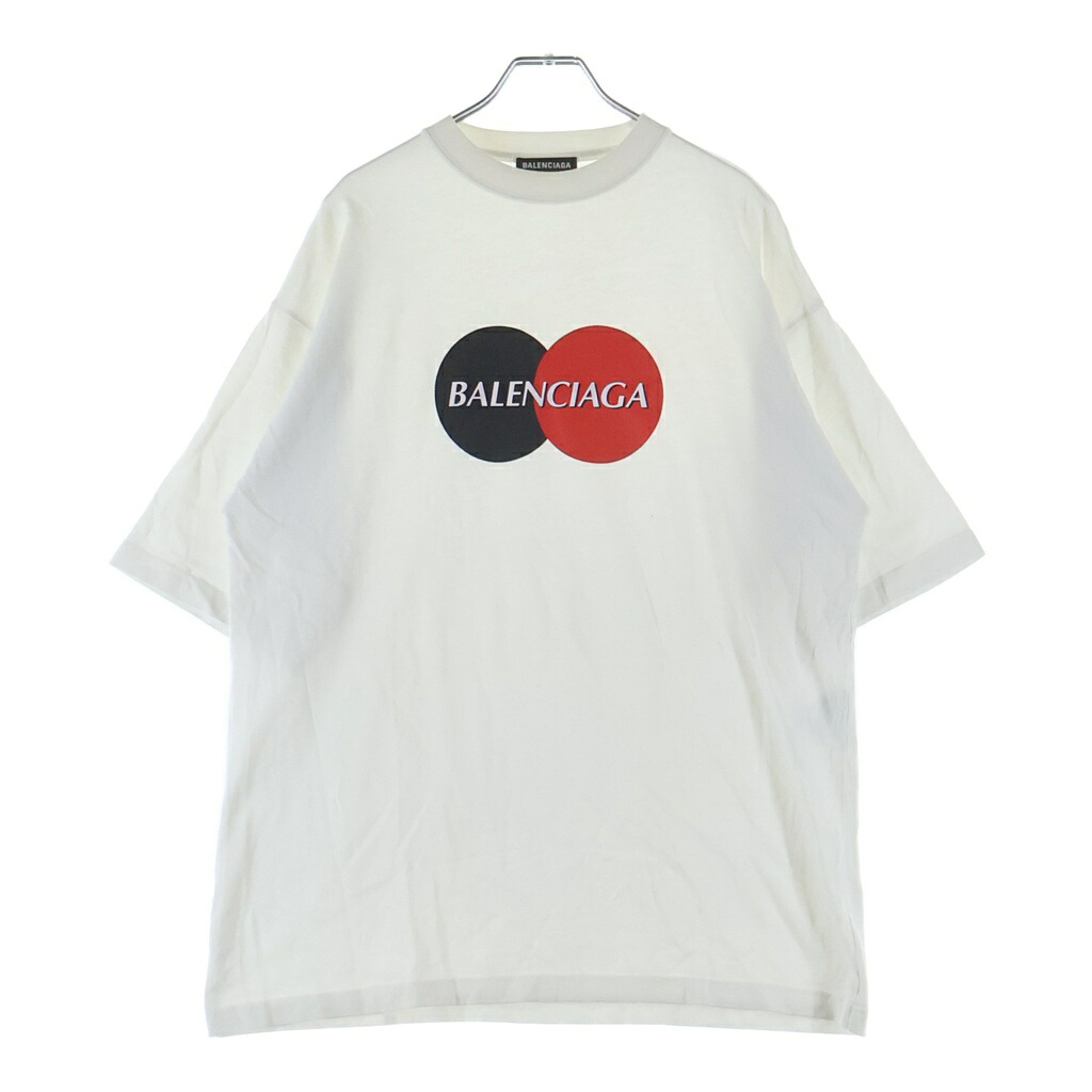 BALENCIAGA(バレンシアガ) 大きさ:XS マスターカードロゴプリント 労働者の一団のど首半袖プルオーバー カットソー 白いこと 620969 TIV79【中古】【座標軸B】【色合い白いこと】【取りまわしバス発着場BRING廟堂店】