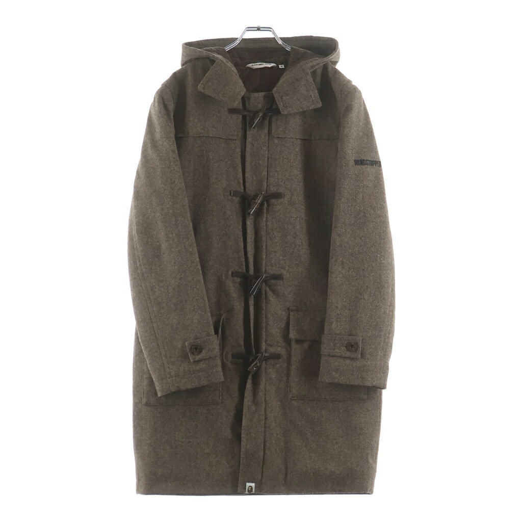 A BATHING APE(アベイシングエイプ) 大きさ:M WOOL DUFFLE COAT 裏地キルティング 毛糸 ダッフル フーディー ジップアップ 厚地の外套 赤銅色【中古】【座標軸B】【色合い赤銅色】【オンライン押さえる商いもの】