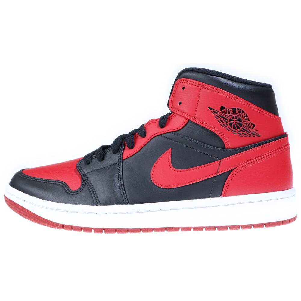 NIKE(ナイキ) 大きさ:27.5珊 AIR JORDAN 1 MID BRED 554724-074 エアジョーダン1 食パン ミッドスニーカー 黒いこと/赤いこと US9.5/27.5珊【新古品/中古】【度合いS】【色つや黒いこと】【取りまわしバス発着場BRING THRIFT CLOSET あべの店】