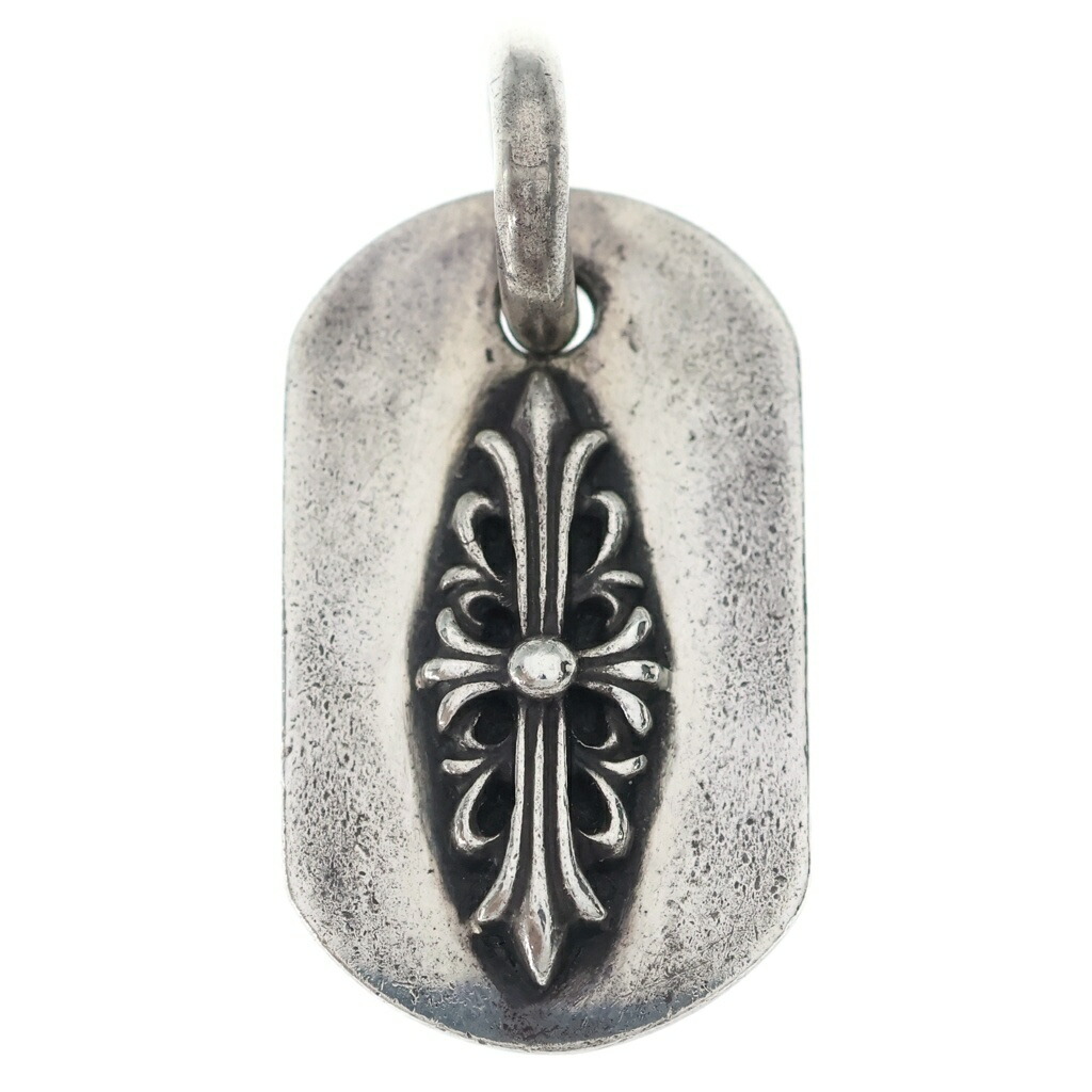 CHROME HEARTS(クロムハーツ) 大いさ:- RAISED FRRL DOGTAG レイズドフローラルクロス ドッグタグ シャンデリヤいの一番 しろがね色 BCA302【中古】【座標軸B】【色合いしろがね色】【取りまわしバス発着場OneStyle新宿店】